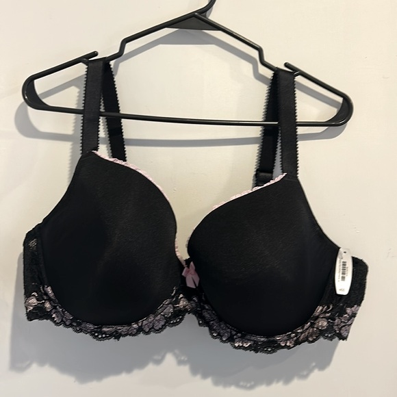Other - Adore Me NWT Black Pink Floral Lace Bra 44DD